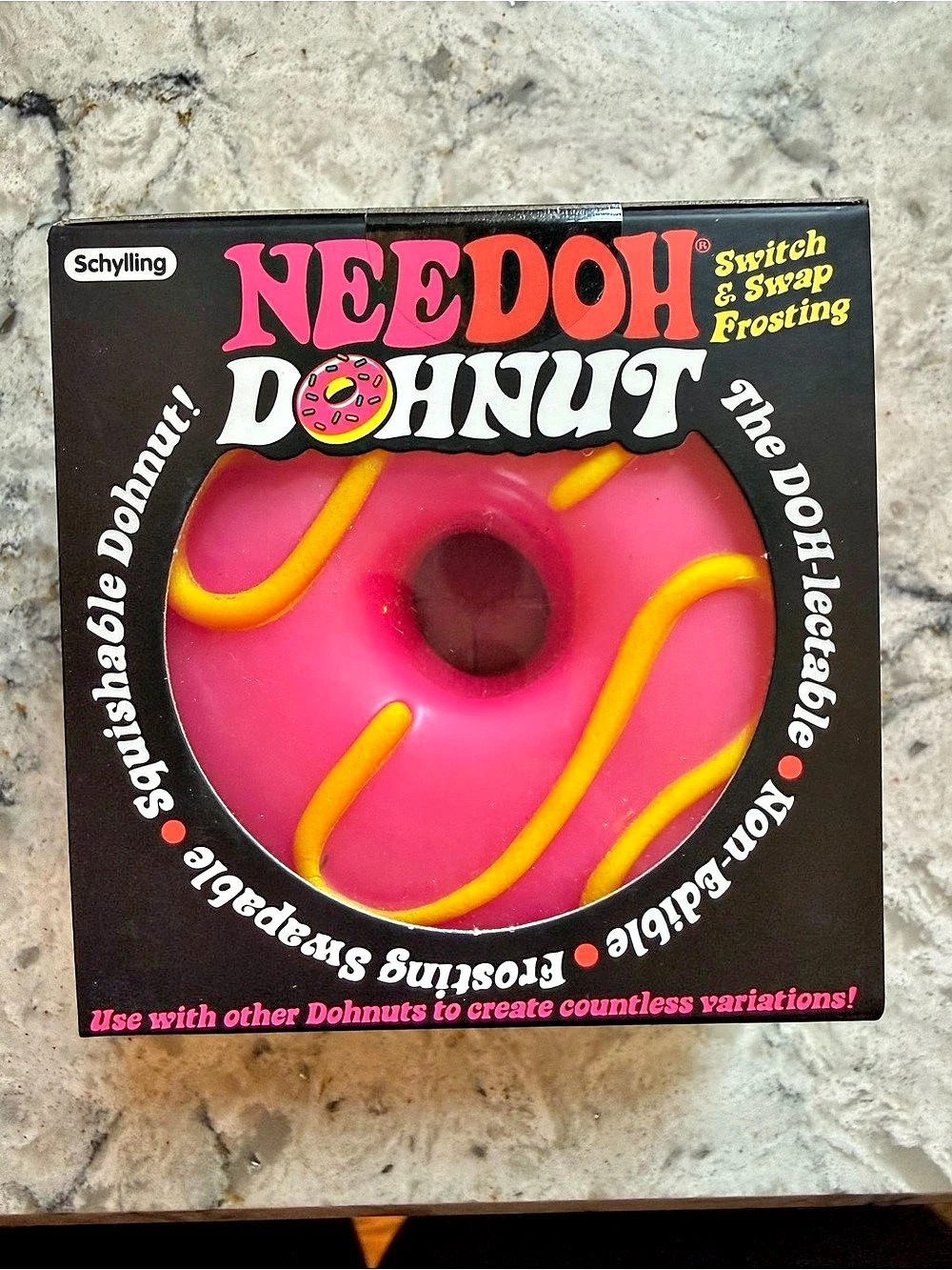 Schylling Needoh! Donut Squish Toy in Pink & Yellow Like New